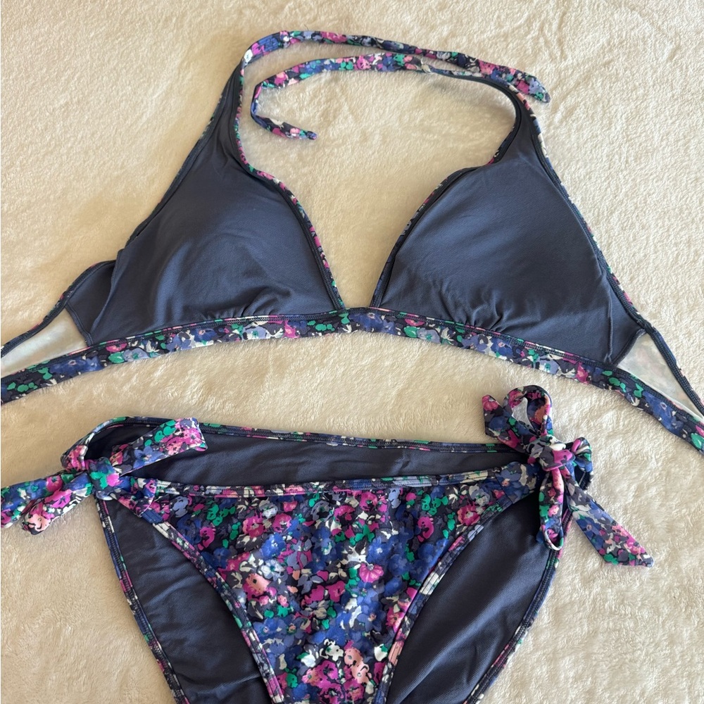 Floral Bikini Size Large With Adjustable Ties in Purple, Pink and Green GUC - Picture 7 of 12